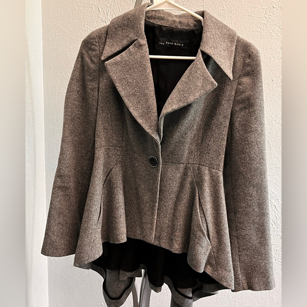 Zara Women's Charcoal Peplum Blazer